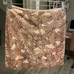 Elegant Beige Sequin Skirt